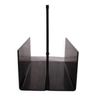 Roche Bobois 70's black plexi magazine rack