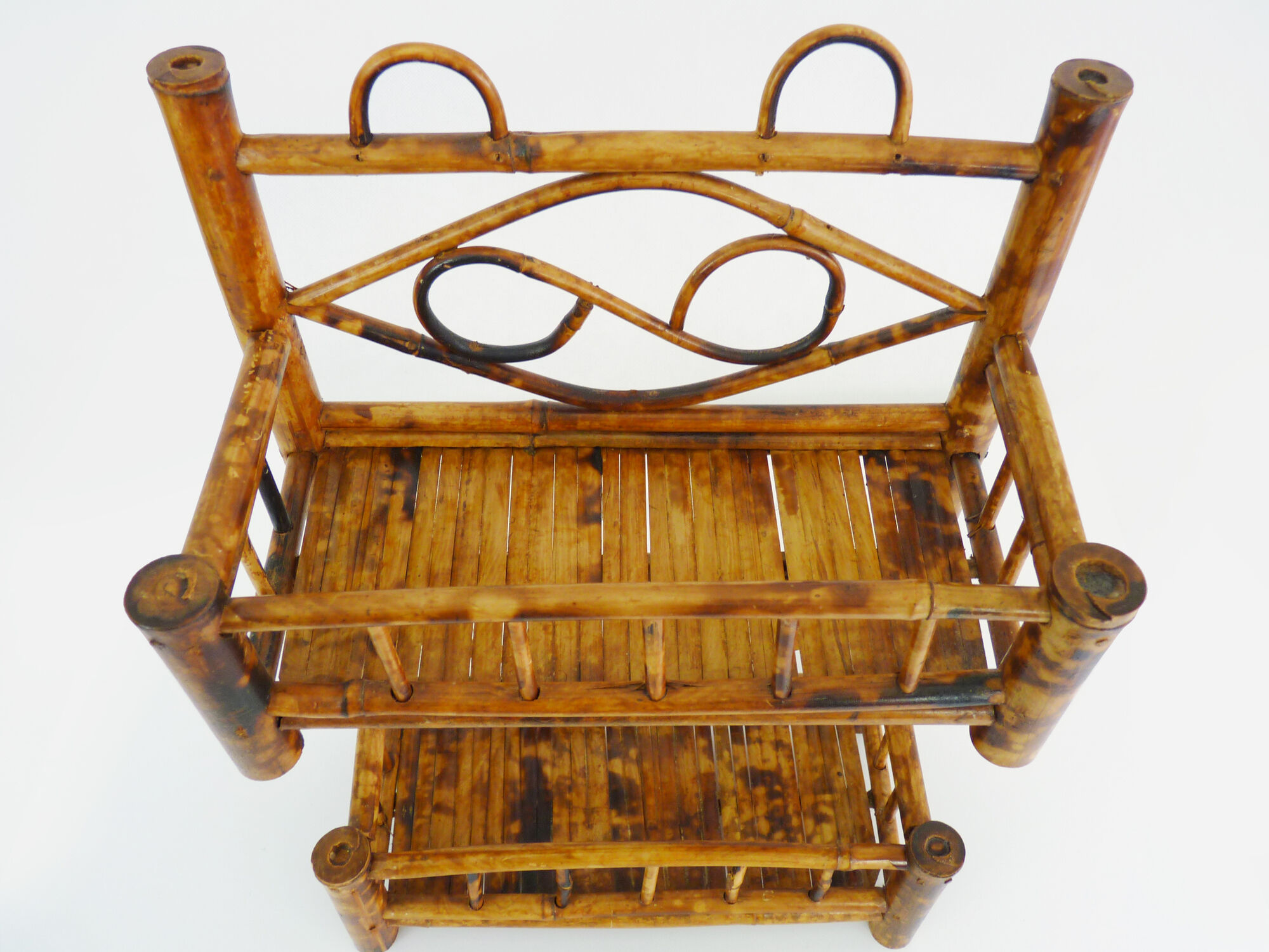 Vintage wall shelf in black bamboo, shelf or to be laid or hung. Year 70
