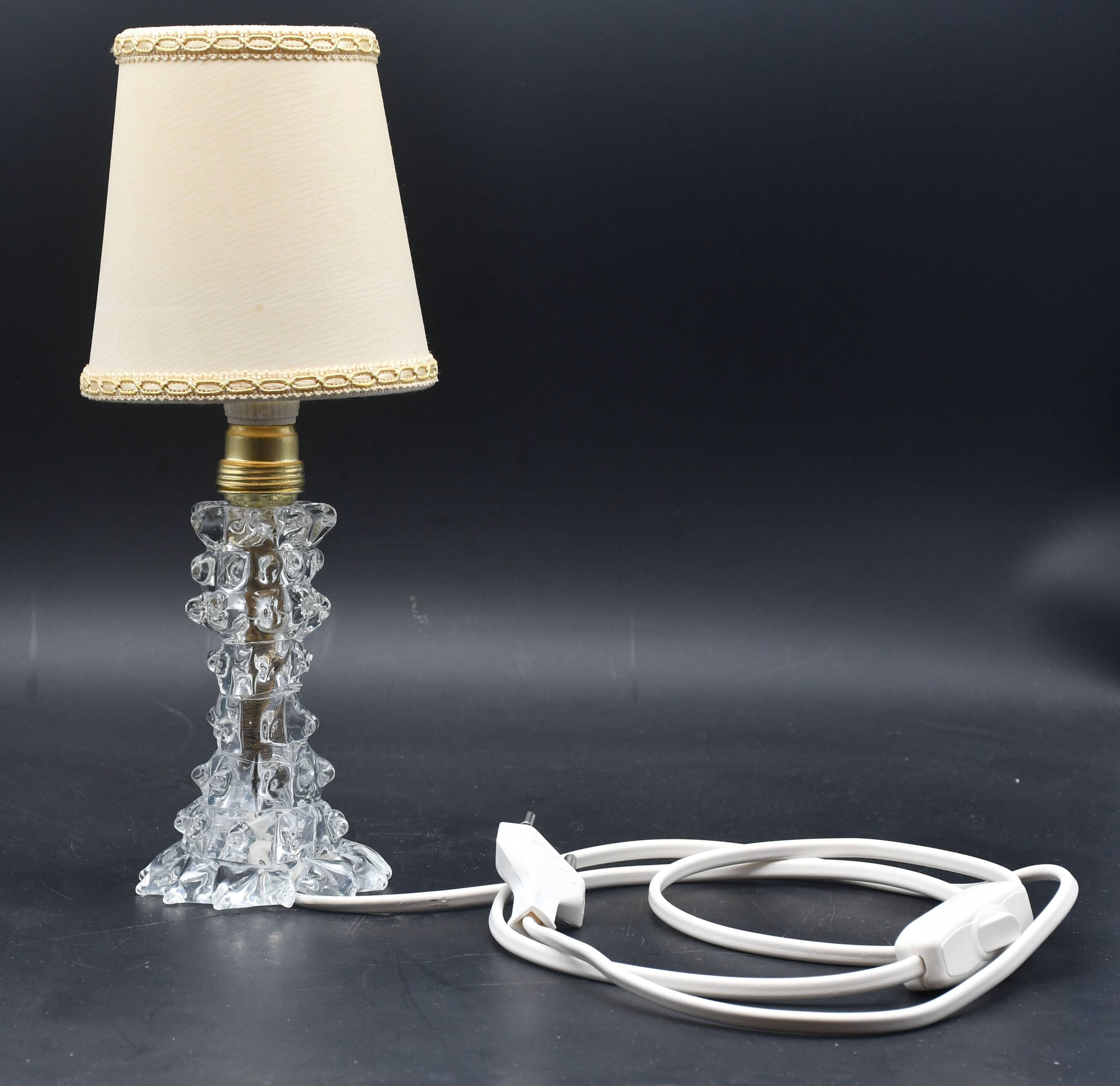 Lampe de table charmante en vase en verre de Murano Rostrato pour Barovier & Toso, années 1940.