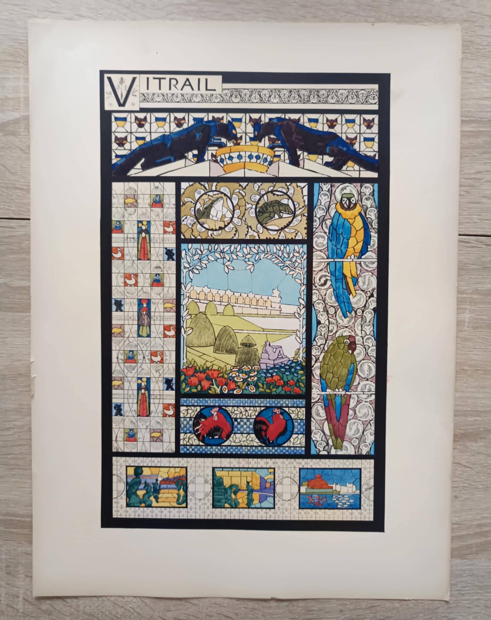 Art Nouveau illustration of a stained glass window by René Binet, 1902