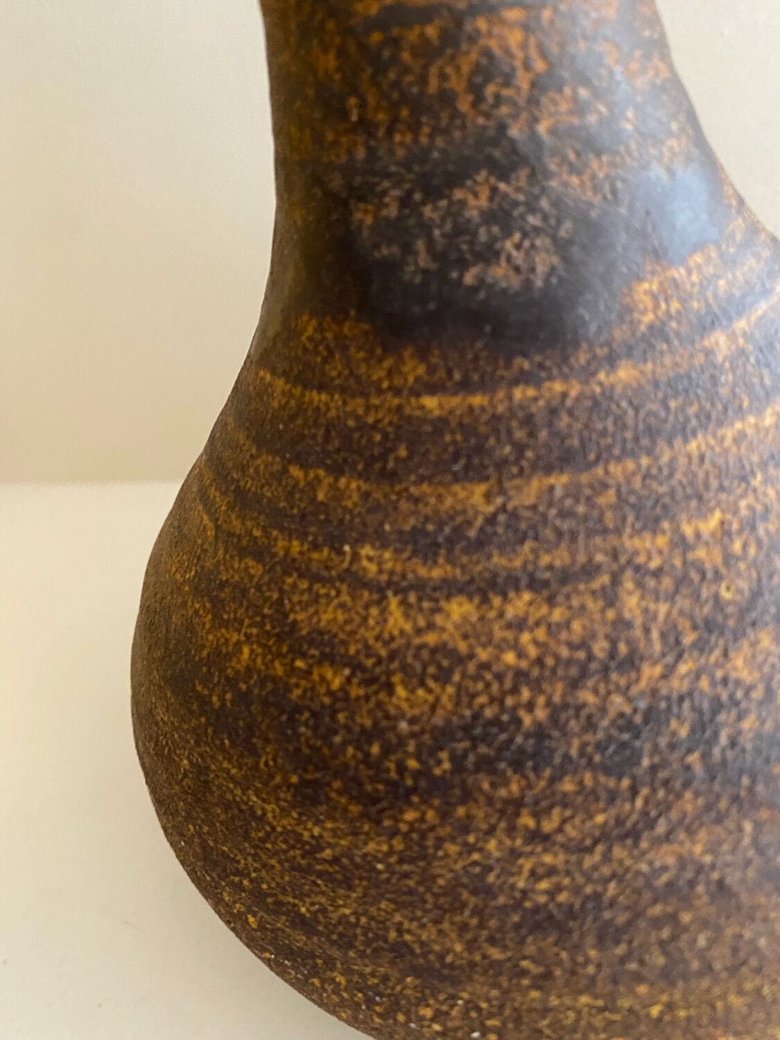 Golden yellow ochre Accolay ceramic vase