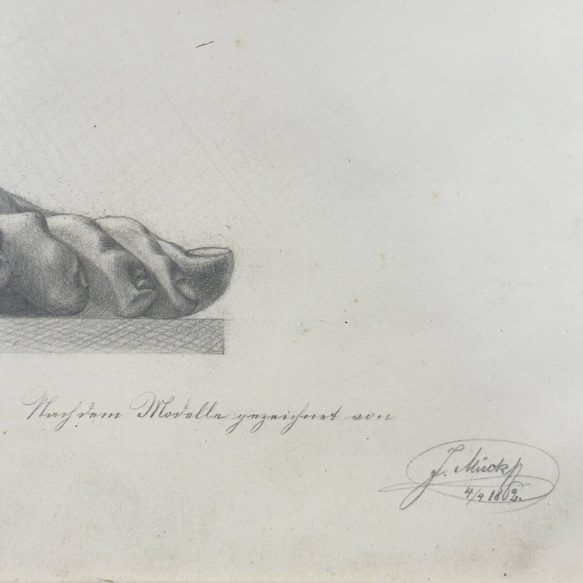 F. Mucke, pencil drawing of feet, 1802, pencil and paper