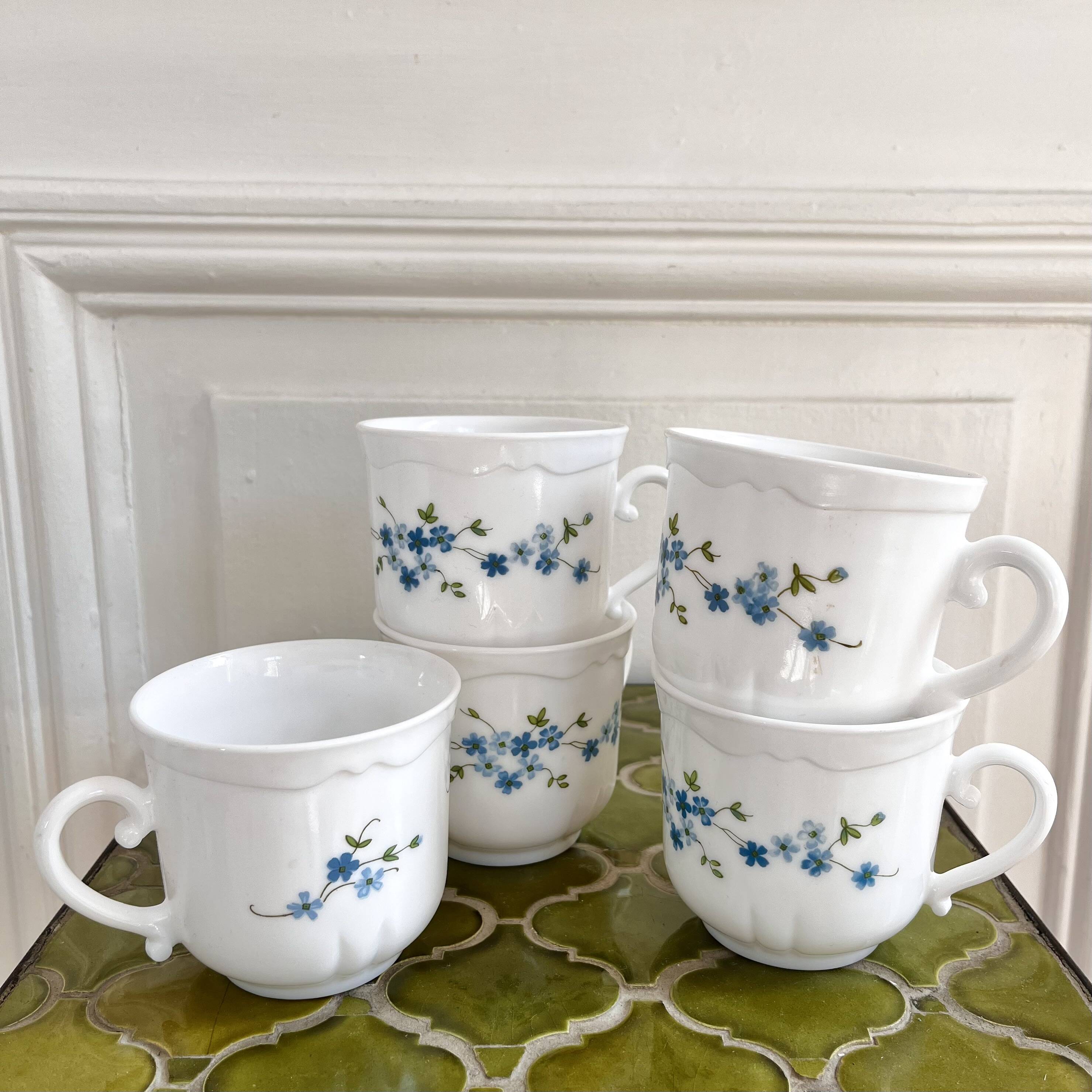 Lot 5 large vintage Arcopal myosotis Veronica tea and coffee cups