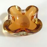 Orange lined glass ashtray, Flavio Poli for Seguso, 1960