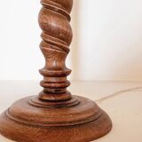 Turned wood lamp and jute lampshade