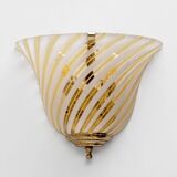 Pair of Murano Glass and Brass Sconces, In the Barovier&Toso Style, 1960s