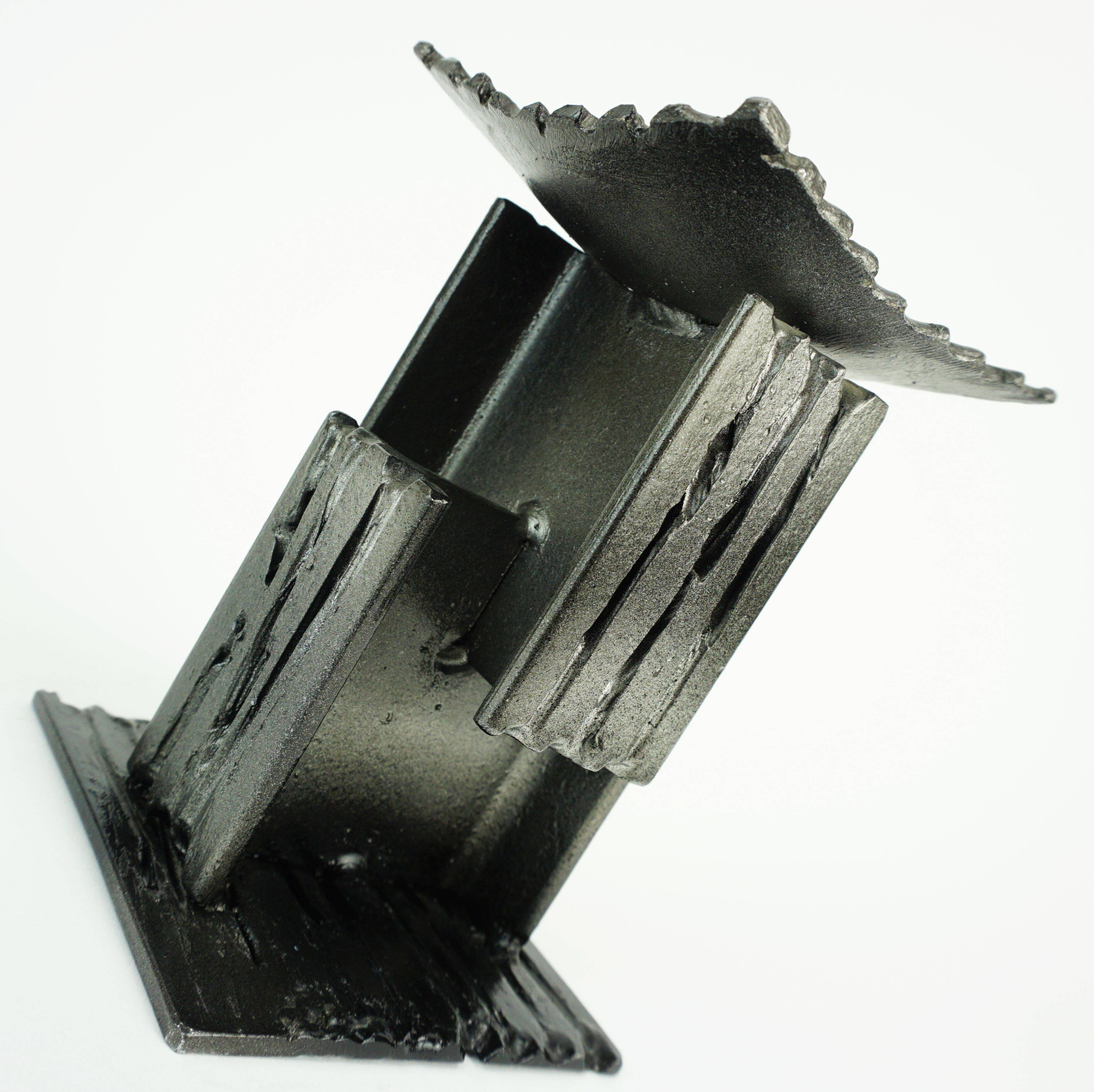 Mid century modern brutalist design iron candle holder