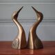 Vintage bookends, animal bookends, heron head, bird, brass sculpture, interior decor.