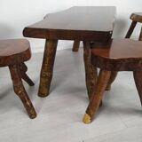 Brutalist coffee table and stools