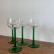 4 Alsace wine glasses, two-tone green stemmed glasses.