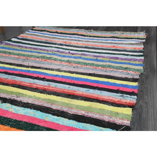 Vintage Turkish Oushak handmade wool cotton beige kilim runner 148x276