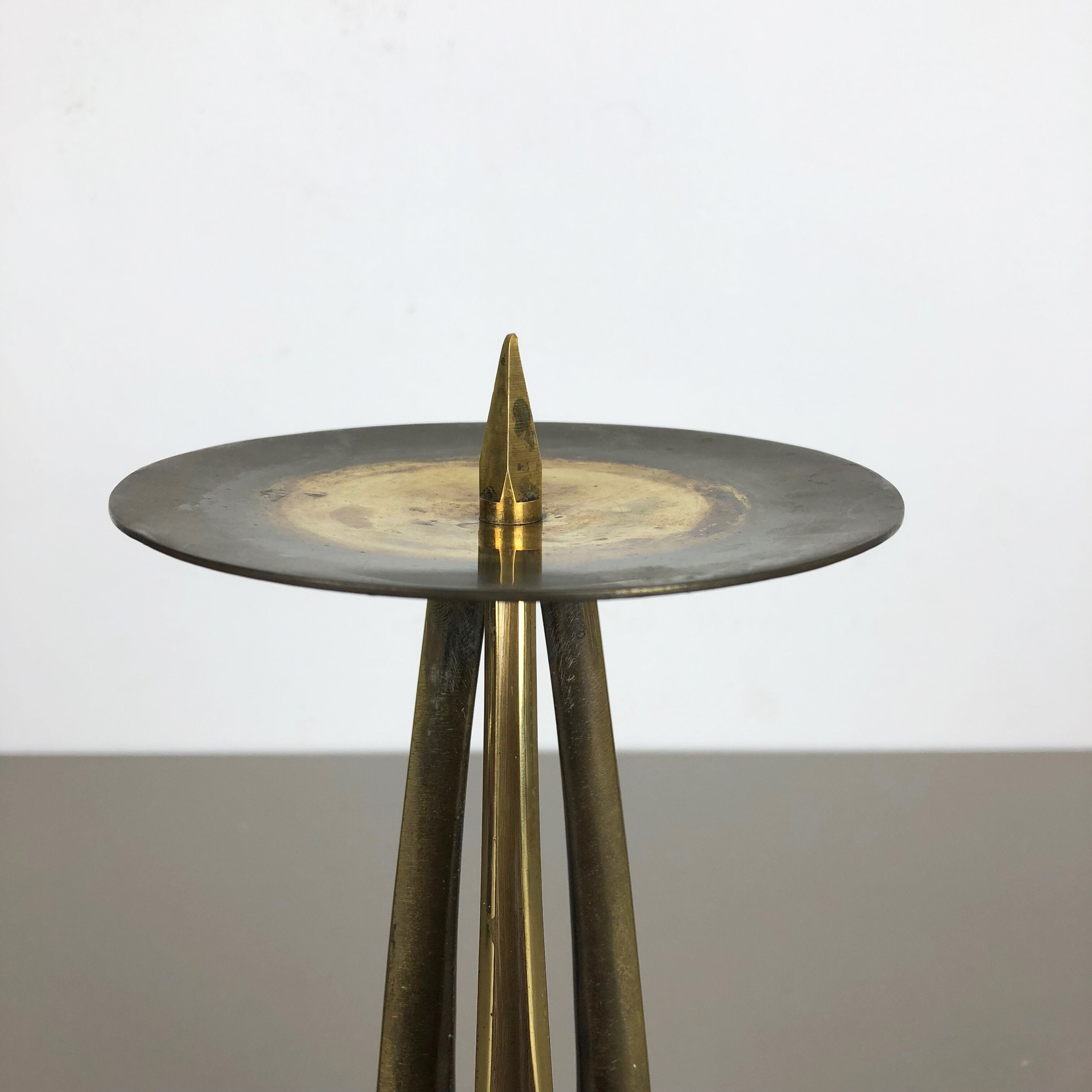 Brutalist Brass Metal Candleholder by Klaus Ullrich for Faber & Schumacher 1950s