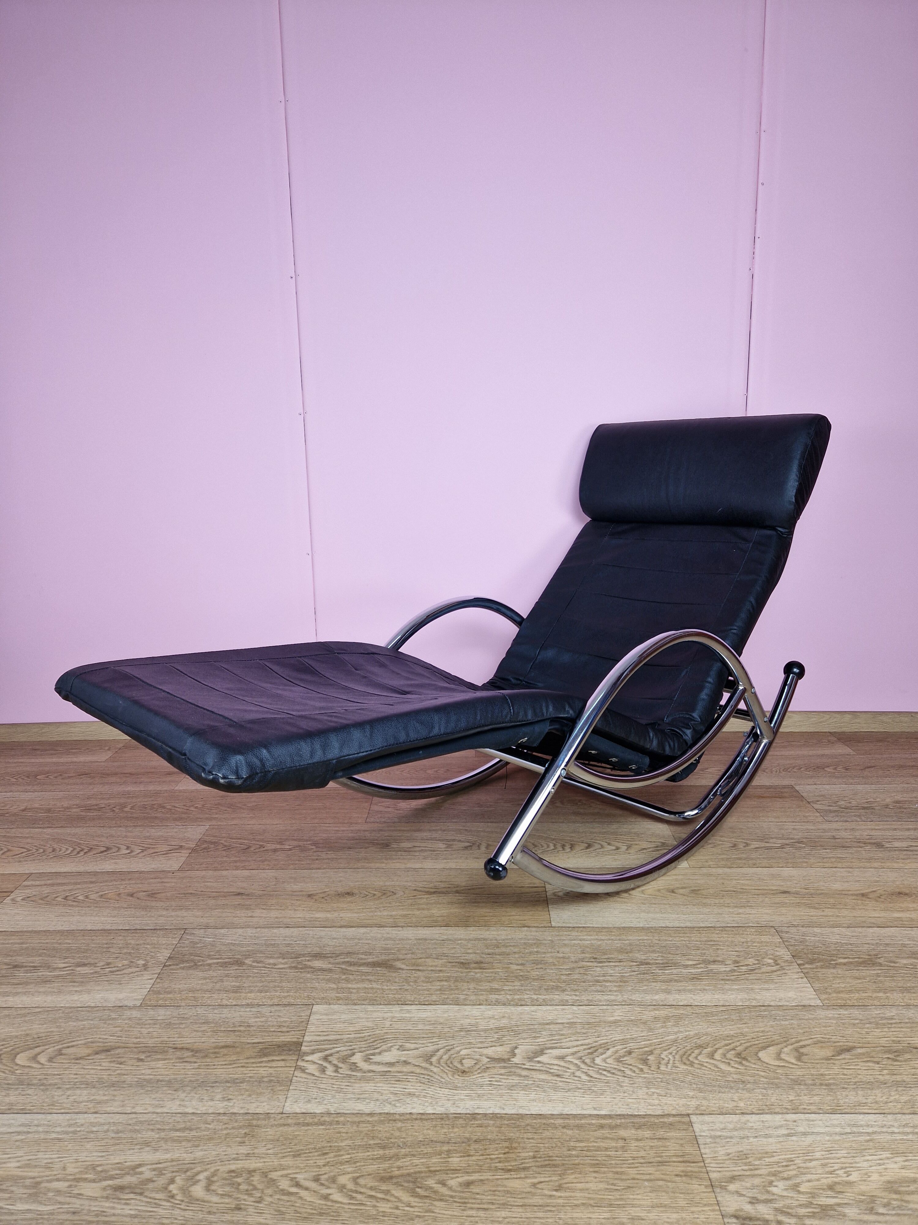 Vintage italian rocking chaise lounge, 1970s