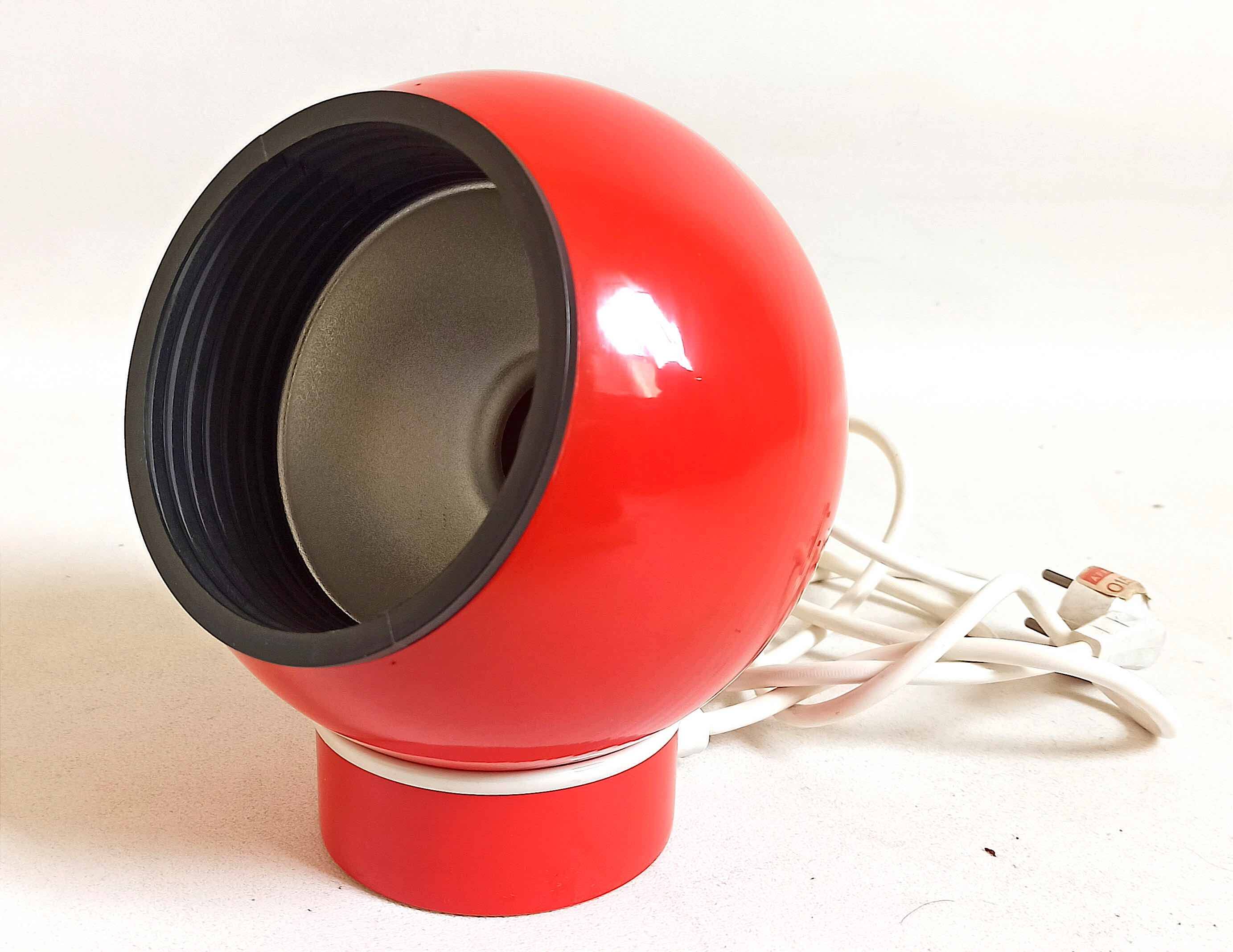 Bright Red Lita Ball Lamp Space Age 70s
