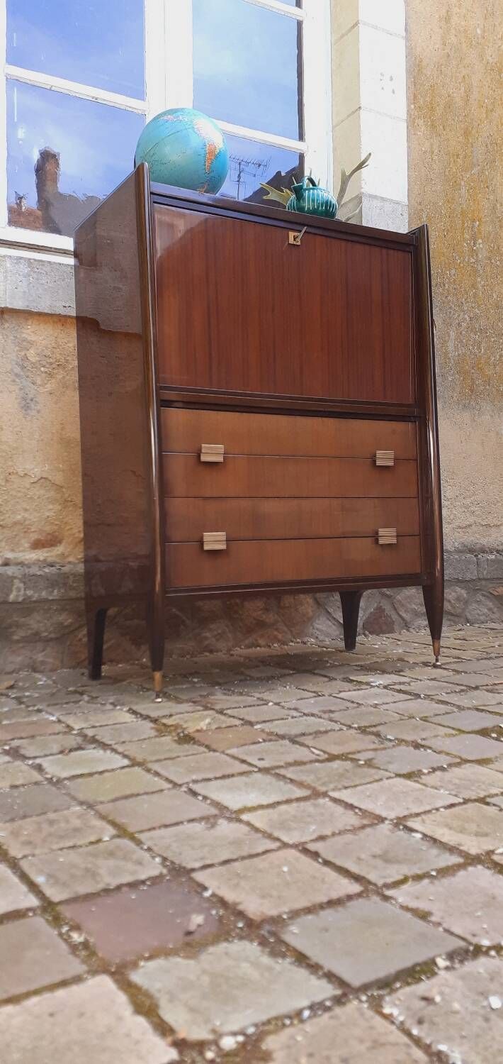 Vintage 60s mahogany secretary from Mobilor