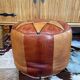 Vintage Berber leather pouf