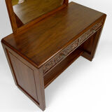 Art deco dressing table in sculpted walnut, france, circa 1930