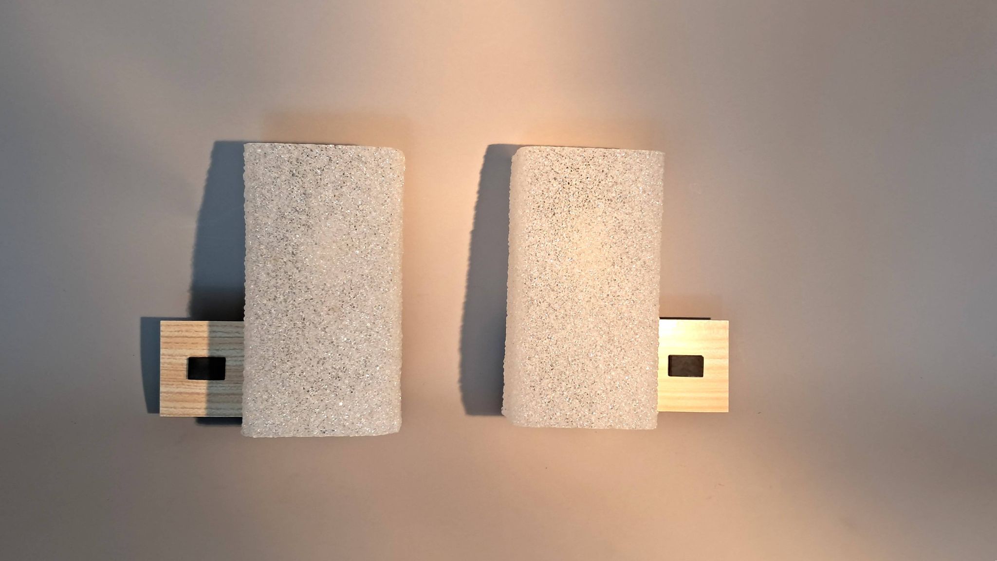 Pair of modernist wall lights 1950/1960 in metal and perspex.