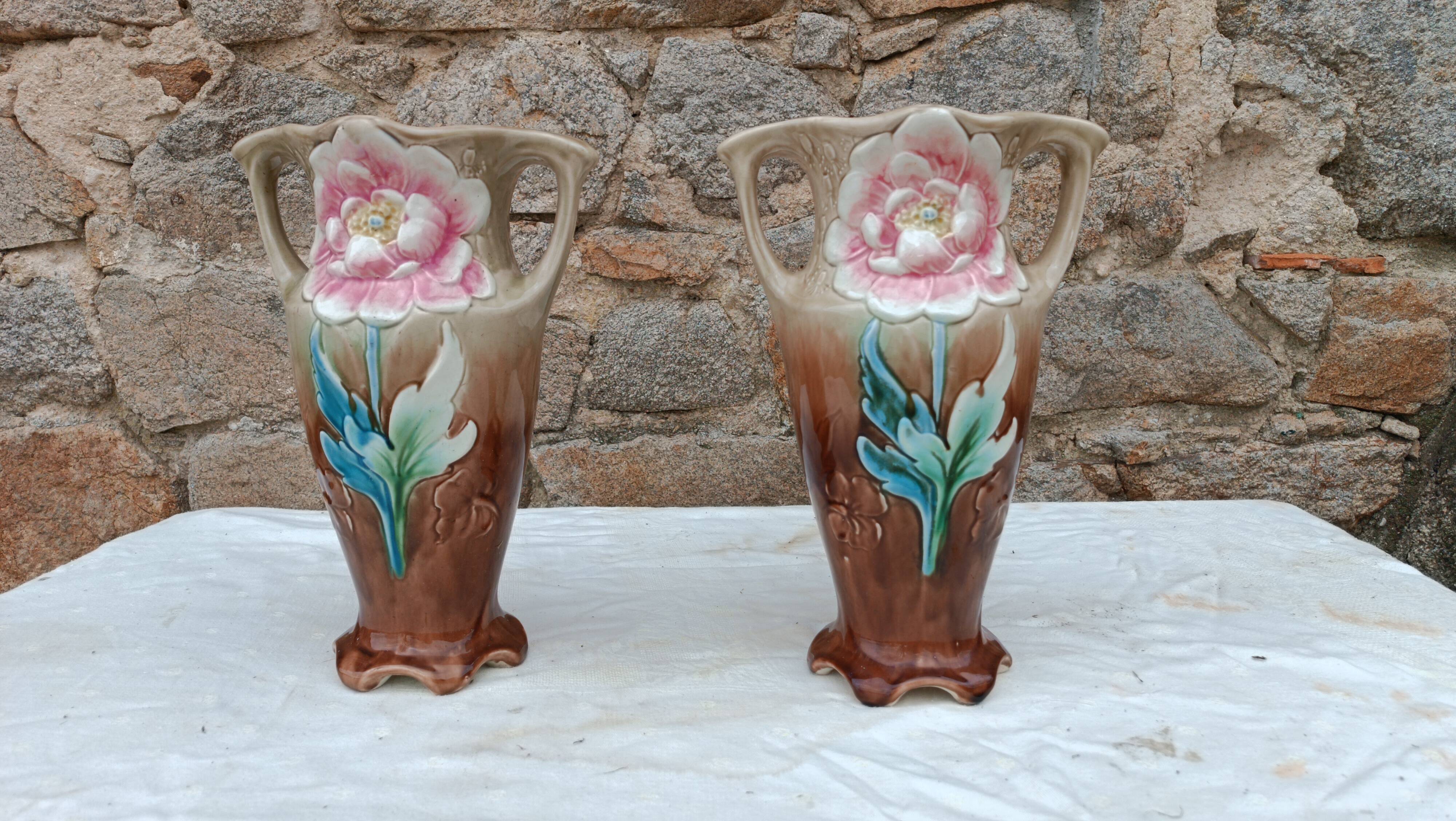 Pair of slipware vases