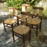 Série de 4 chaises Paillées 1970