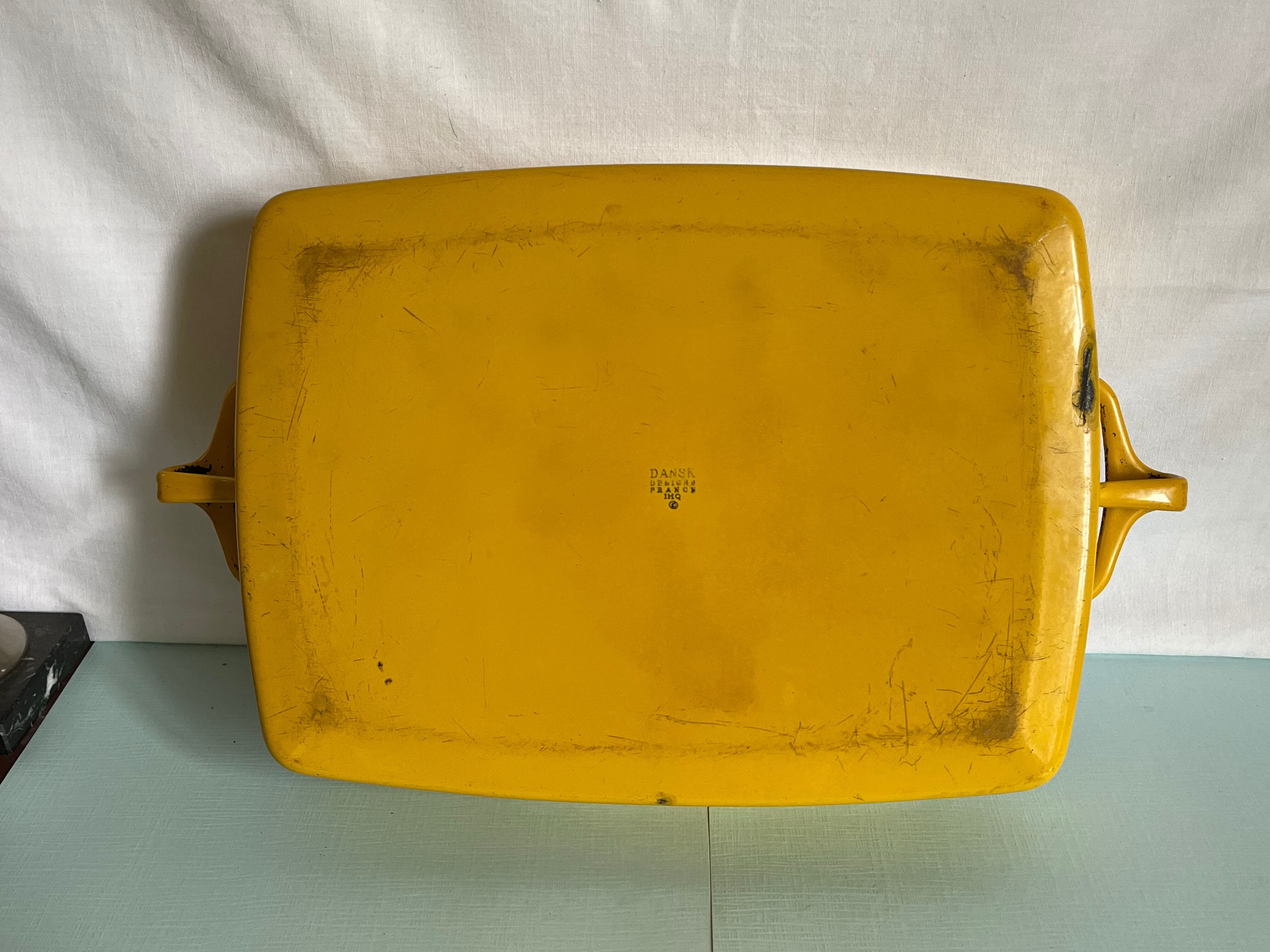 Yellow enamelled Dansk baking dish