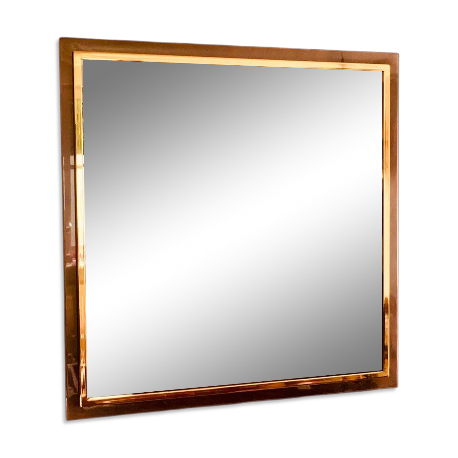 Postmodern Square Bronze Mirror from Belgo Chrom, Belgium, 1980s