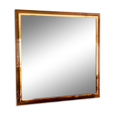 Postmodern Square Bronze Mirror from Belgo Chrom, Belgium, 1980s