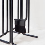 Ensemble d'accessoires de cheminée minimaliste en métal noir 'Mace-Line' par Ann Maes - 1970s