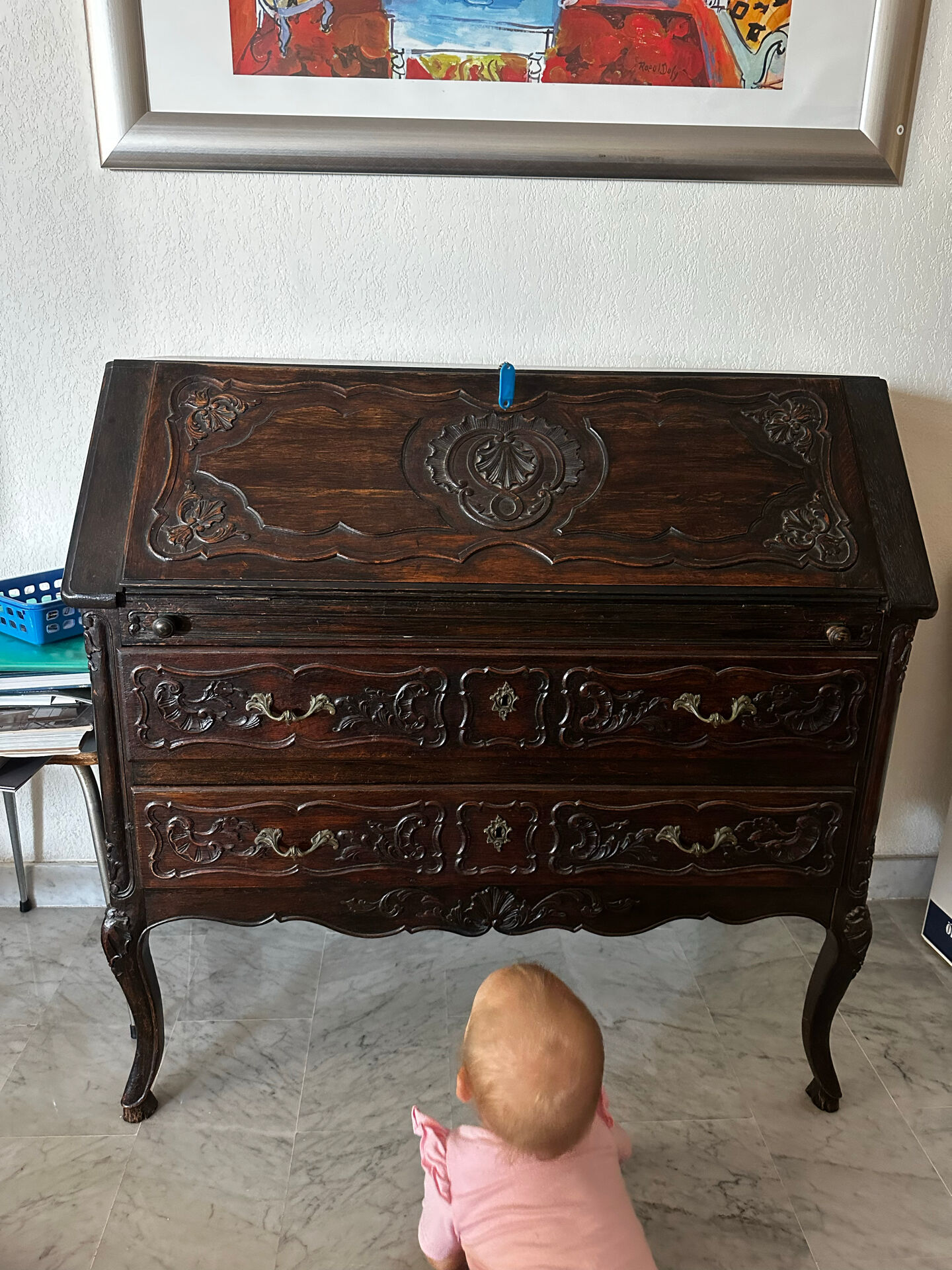 French Louis XV Style Slant-Front Secretary Desk