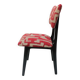 Chaise papillon du milieu du siècle, tissu jacquard rouge beige, bois noir, Europe, années 1960