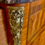 Chest of drawers with curved façade, transition style, in veneer of precious wood