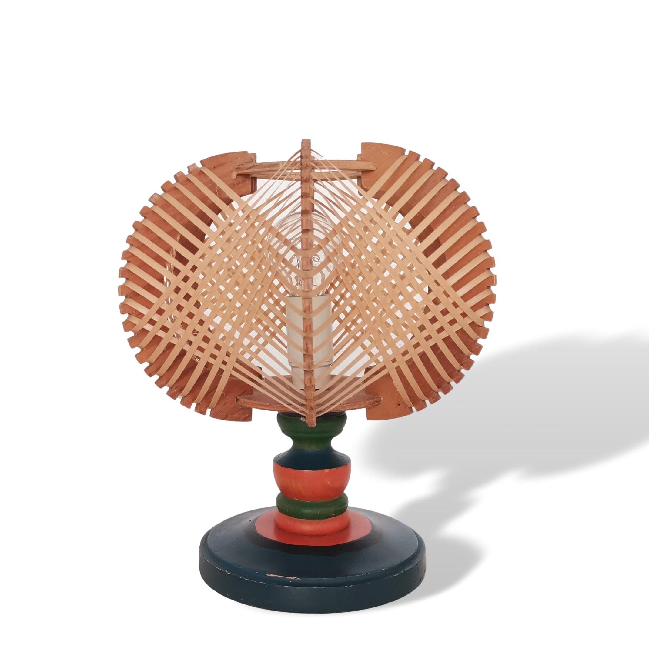 Mid century wooden bedside table lamp 1960