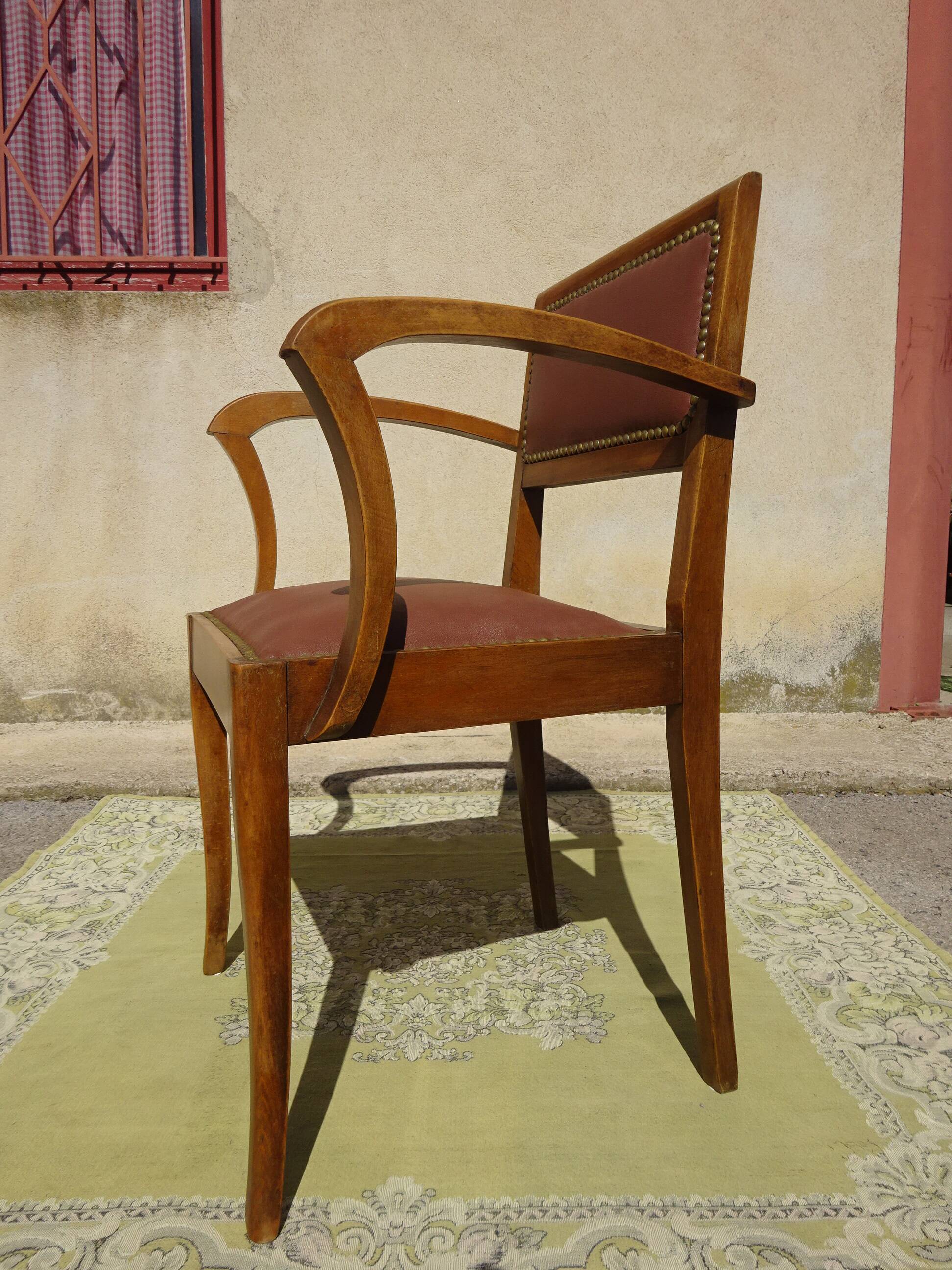 Art Deco bridge chair and 2 matching chairs