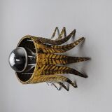 Sun wall lamp by ferro arte, metal and gold leaf, spain, 1960