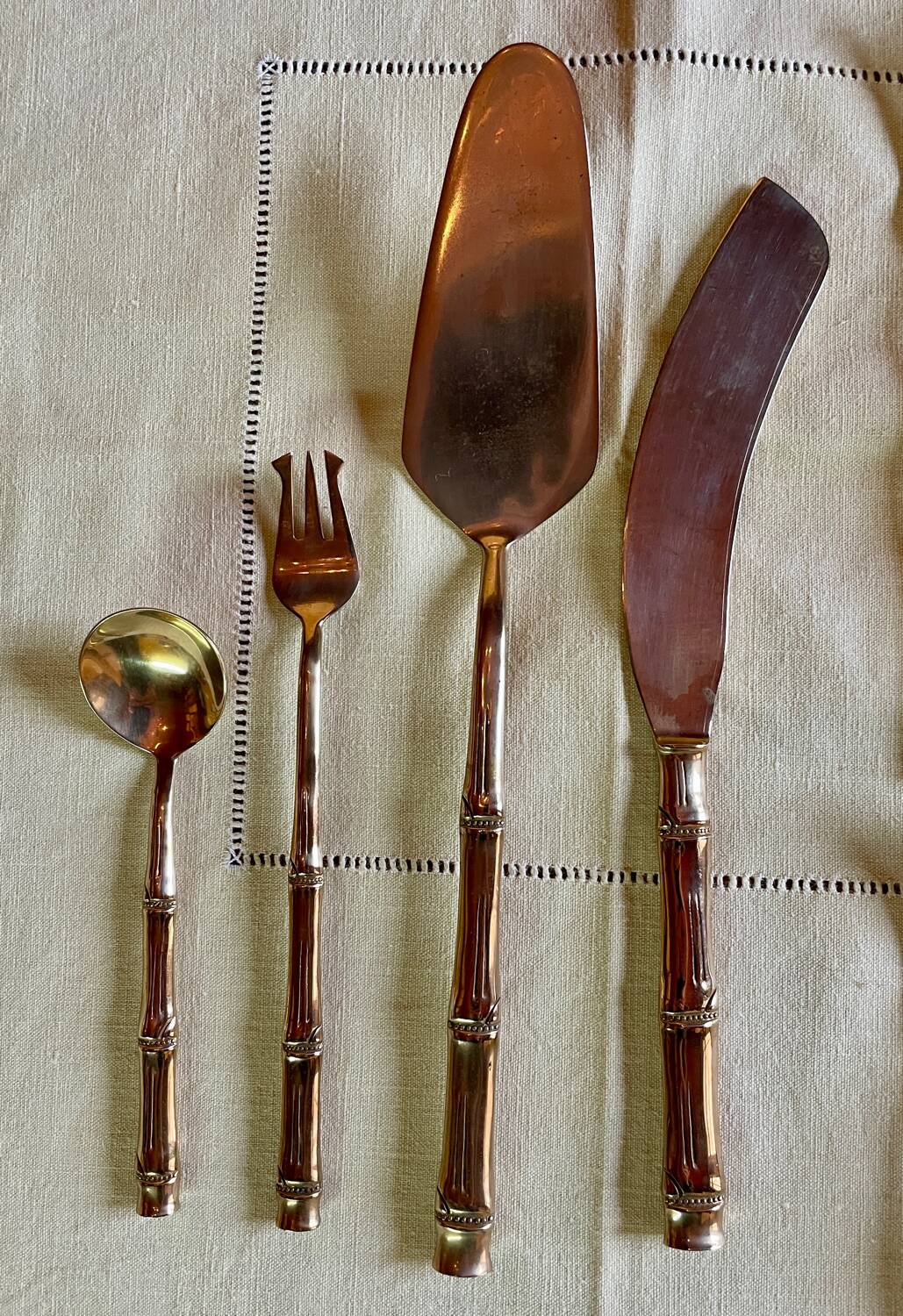 16 Bamboo nickel bronze dessert cutlery