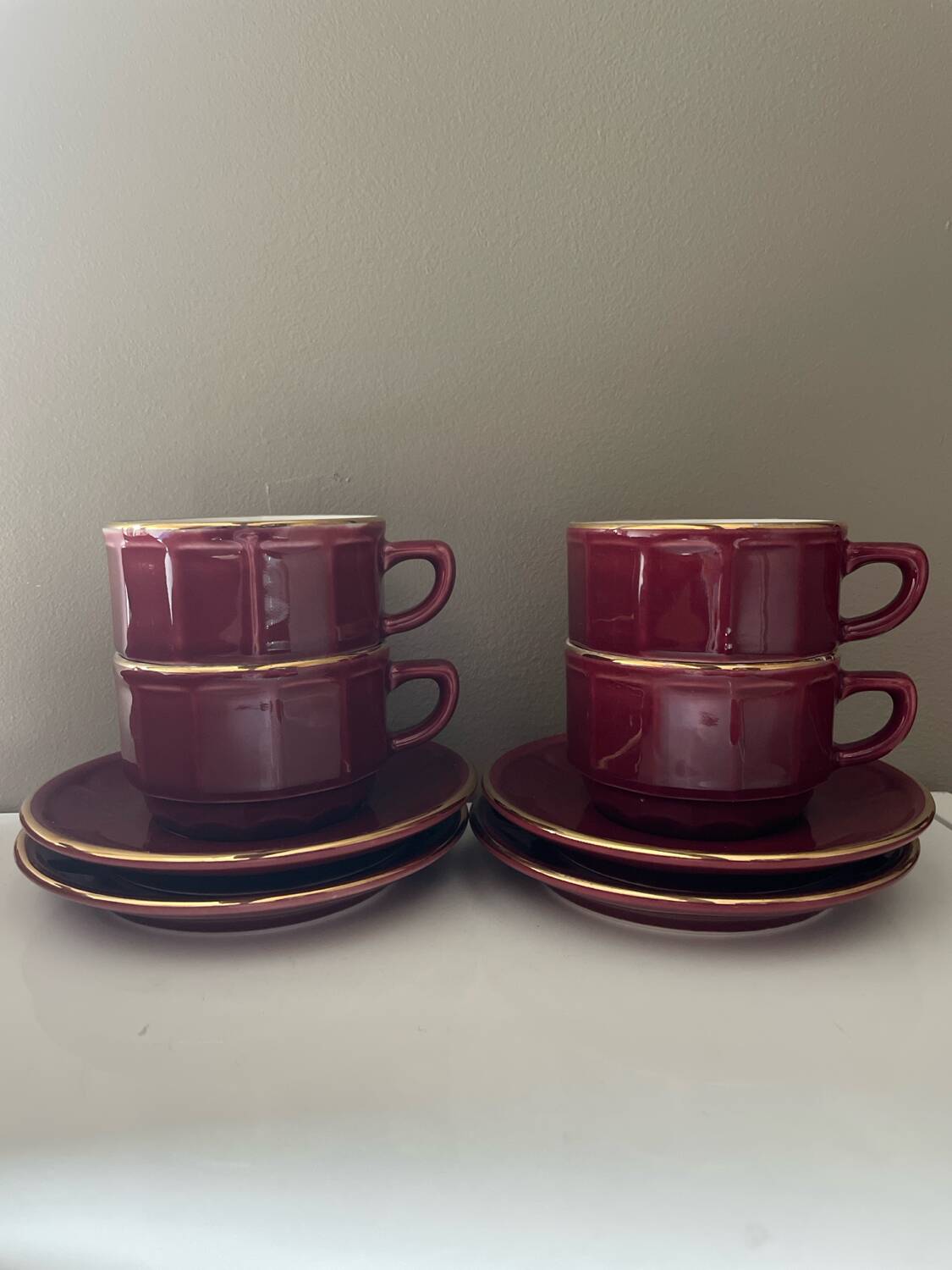 Set of 4 Apilco Bordeaux coffee cups