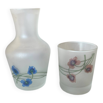 Art Nouveau carafe and night glass