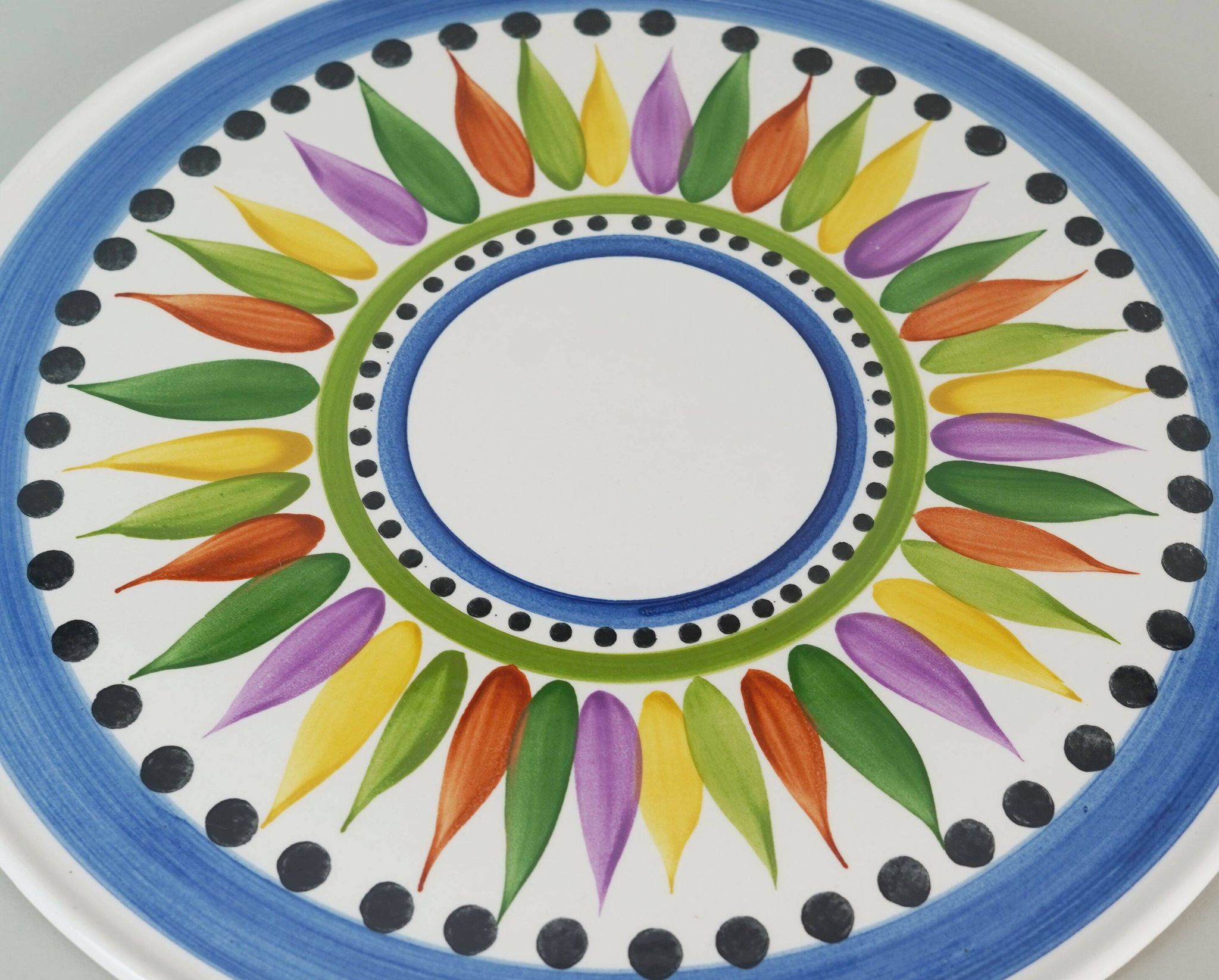 Rare 1950s cake plate villeroy & boch hand painted decor 'karla'