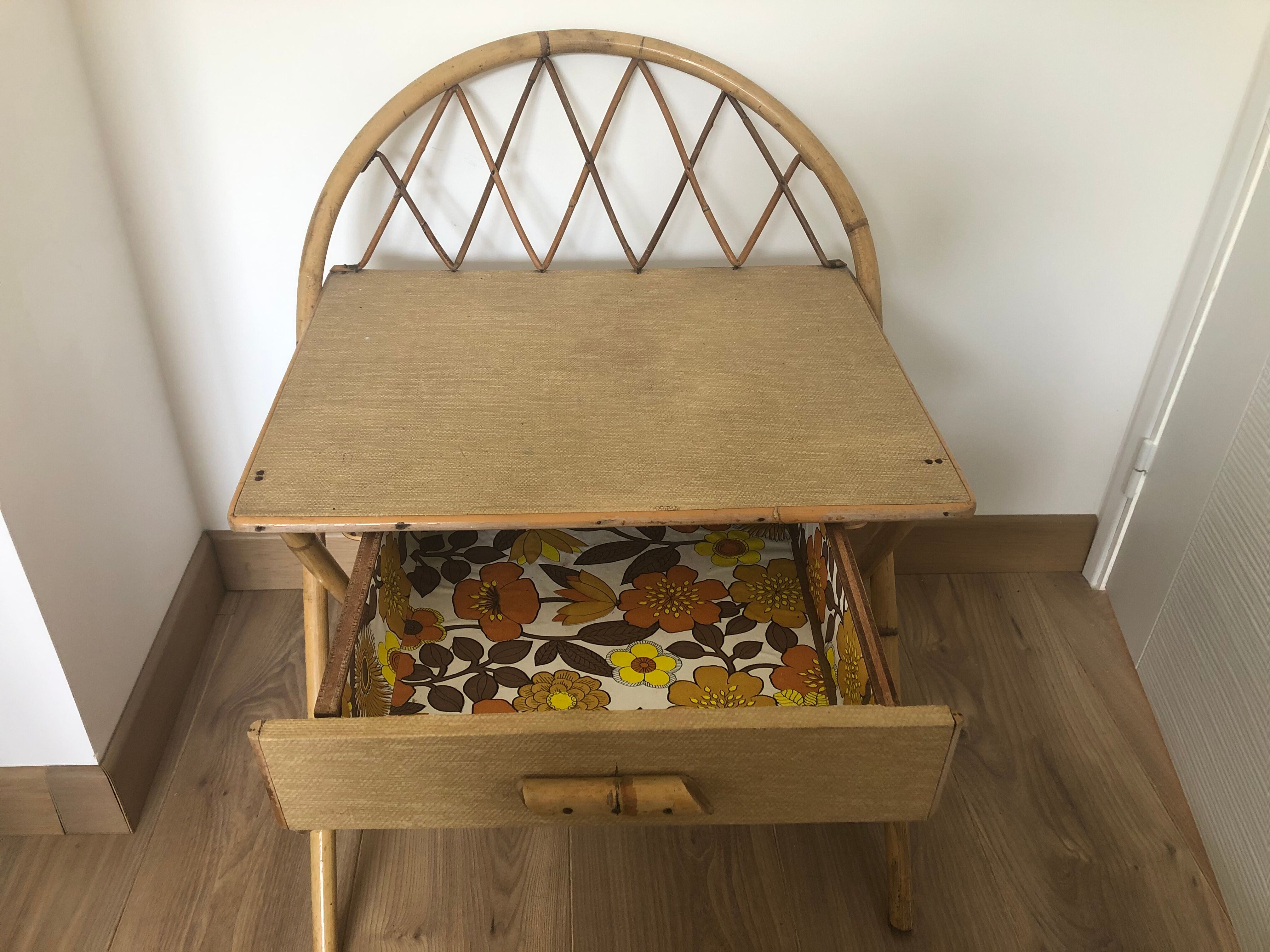 Vintage rattan nightstand