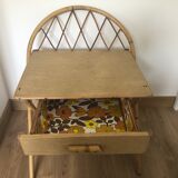 Table de nuit vintage rotin