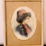 Orientalist painting portrait of a child signed Gatineau