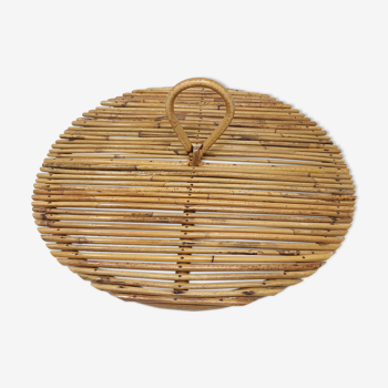 Old round rattan cheese tray