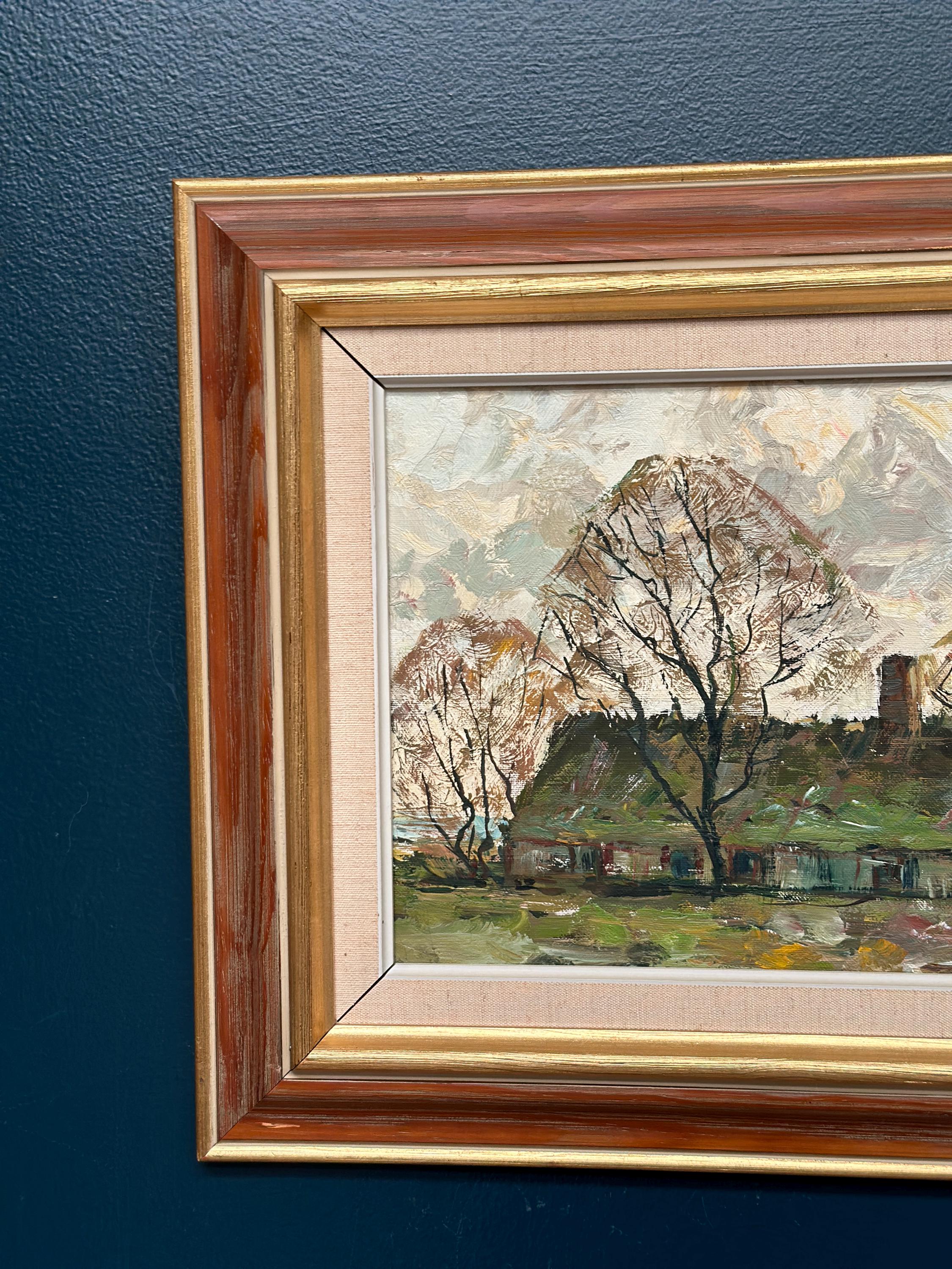 Huile sur toile scandinave – « Campagne » par Holmult