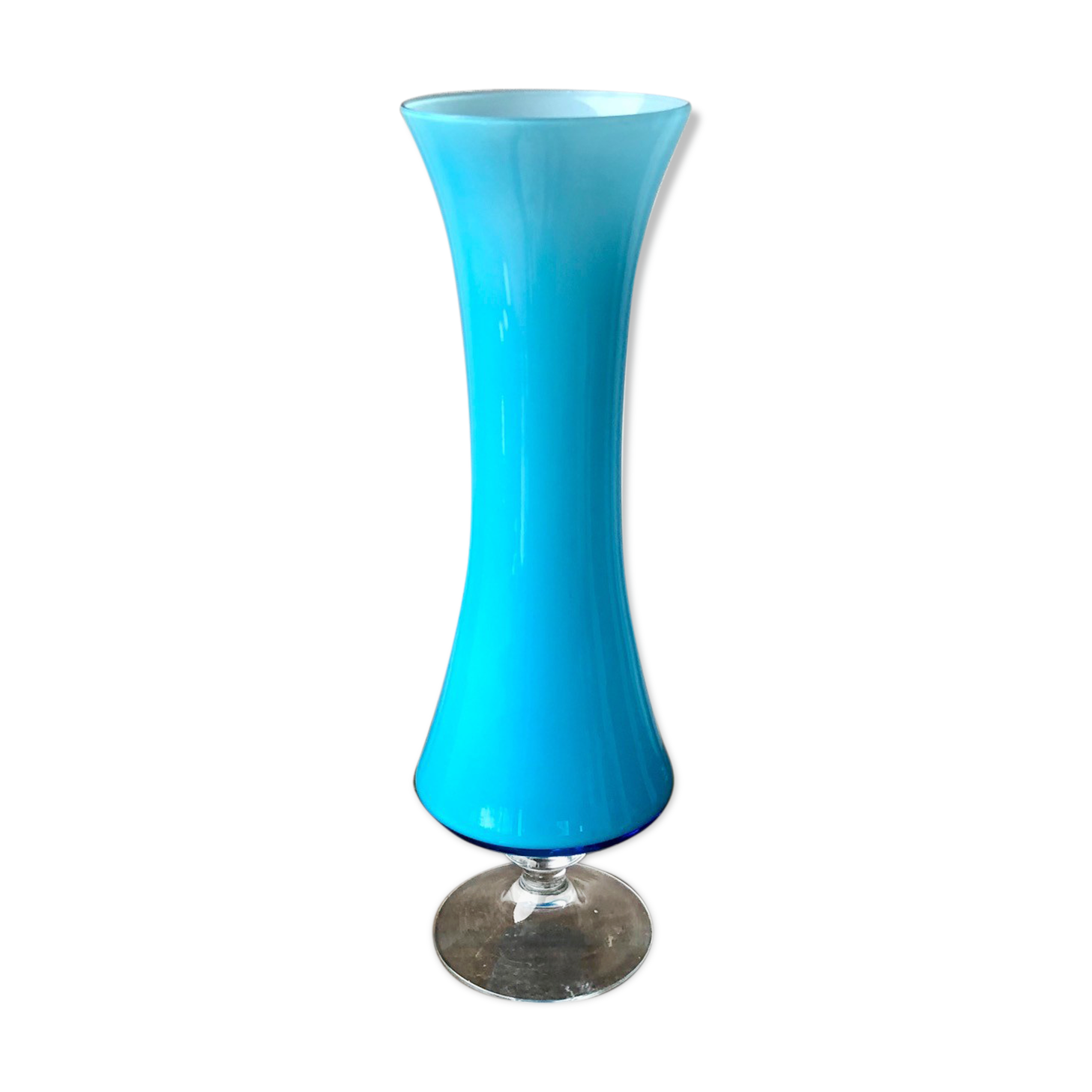 Blue opaline vase h37 cm