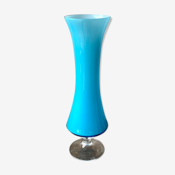 Vase en opaline bleue h37 cm