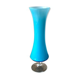 Vase en opaline bleue h37 cm