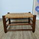 Vintage woven straw wooden stool