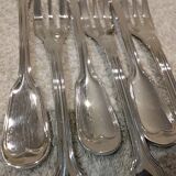 6 fourchettes à gateaux métal argenté orfèvre Christofle Chinon 16cm