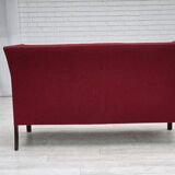 1970s, Danish 2-seater sofa, original red furniture wool, ash wood.