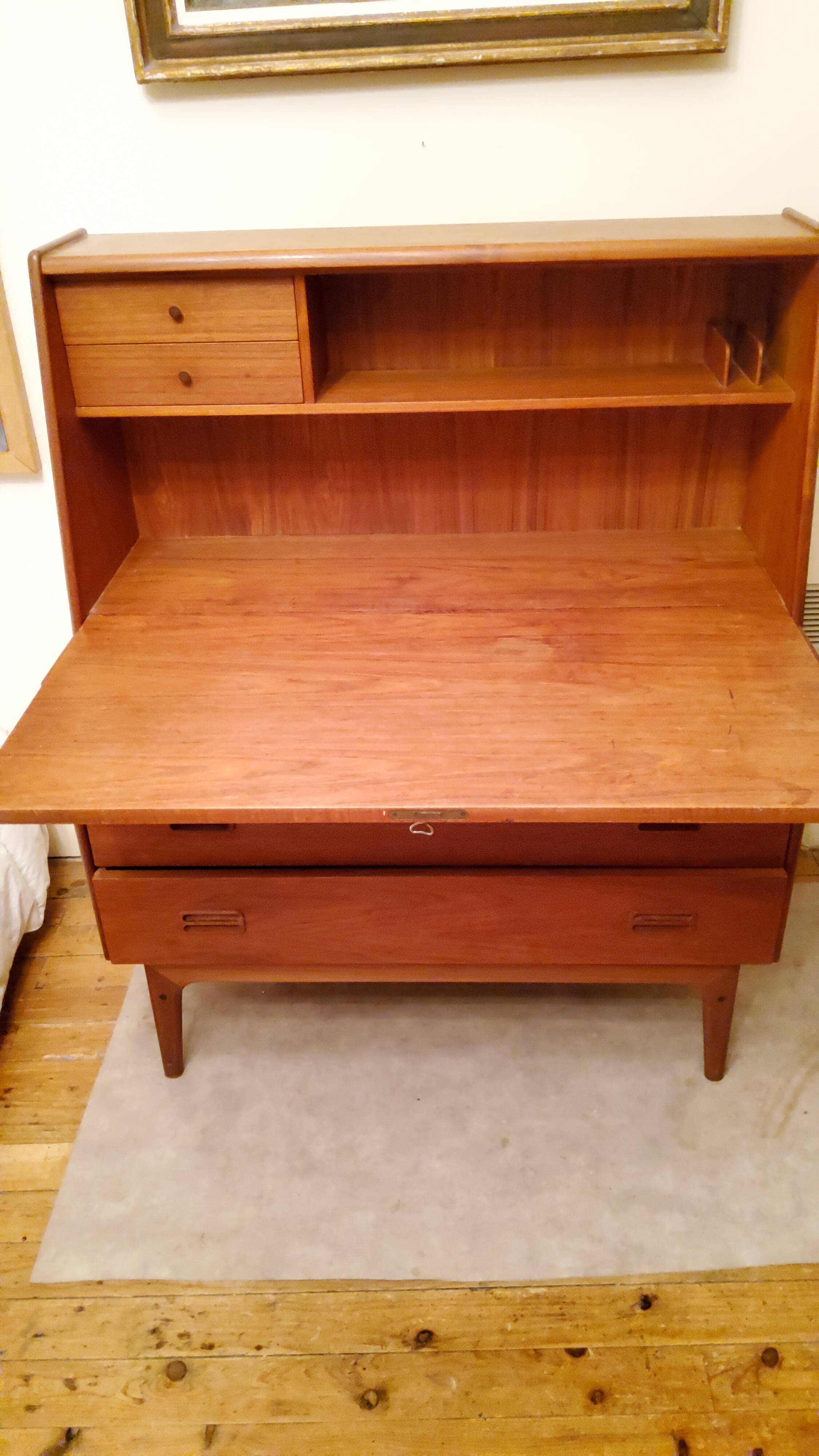 Convenient Danish teak secretary Craftsmanship M.K from the 60s